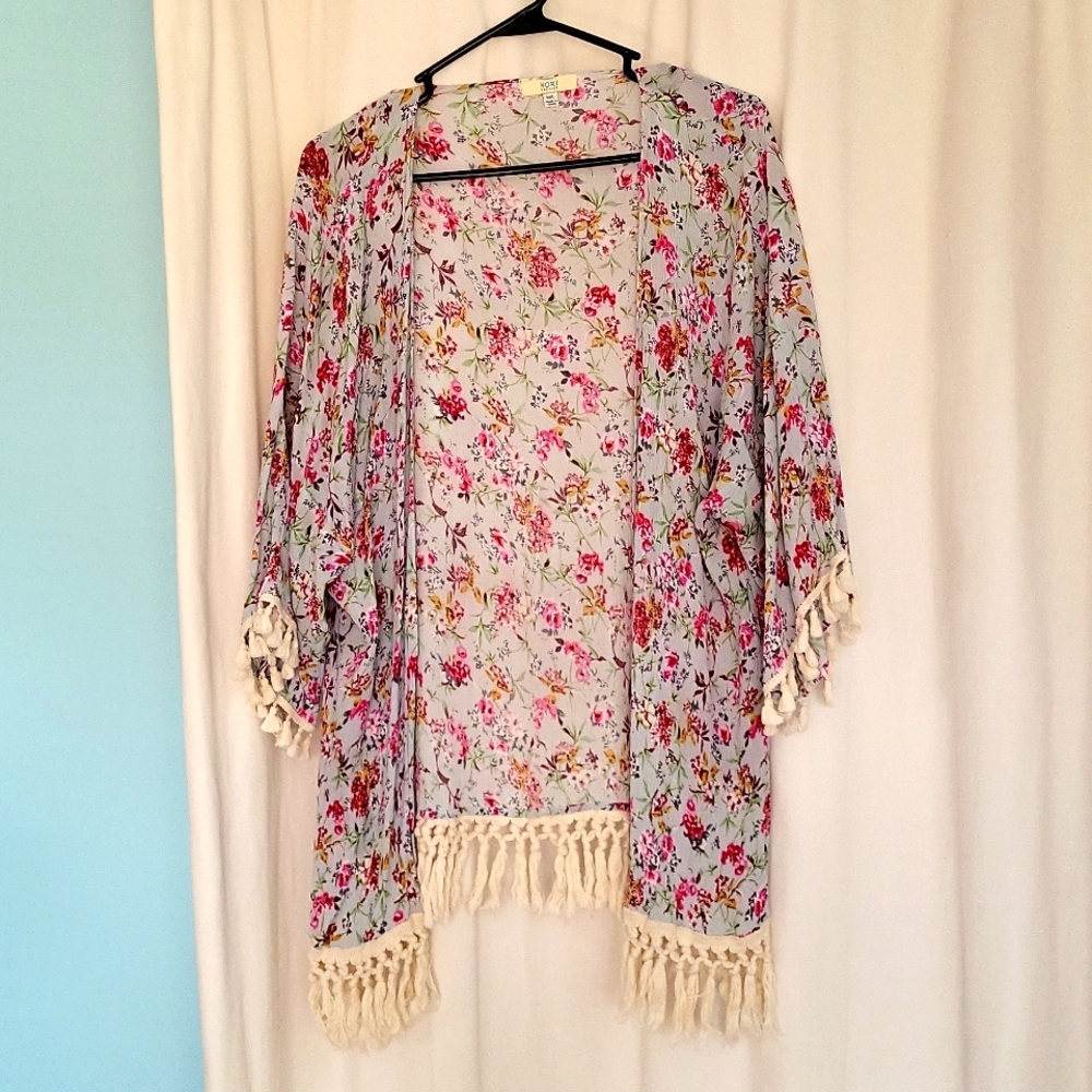 Floral tassel kimono